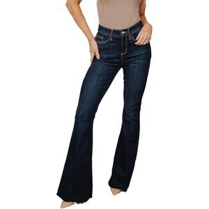 Judy Blue Women's High-Rise Raw Hem Tall Flare Jeans Size 9/29